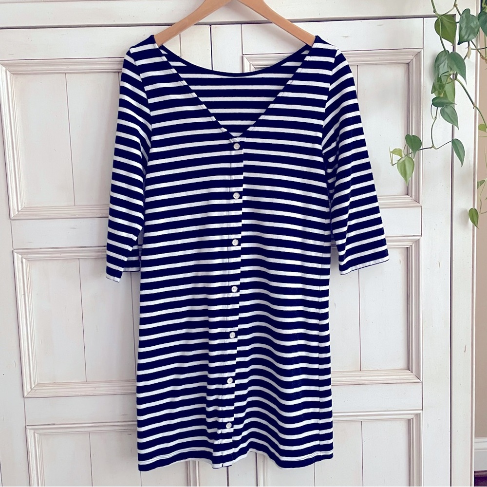 Amour Vert Organic Cotton striped button back dress